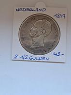 Nederland 2 1/2 gulden 1847 AG MOOI, Ophalen of Verzenden