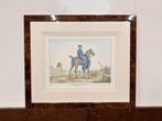 Engelse prent Ruiter in notenhouten lijst, Antiek en Kunst, Ophalen of Verzenden