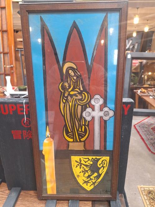 Gesigneerd schilderij : OLV van Vlaaderen, Antiek en Kunst, Antiek | Religieuze voorwerpen, Ophalen
