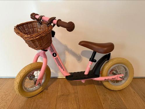 Starter retro roze met mandje-loopfiets, Kinderen en Baby's, Speelgoed | Buiten | Voertuigen en Loopfietsen, Zo goed als nieuw