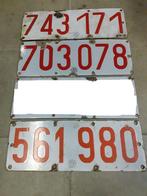 Emaille nummerplaten België - nog 3 stuks, Ophalen of Verzenden, Gebruikt