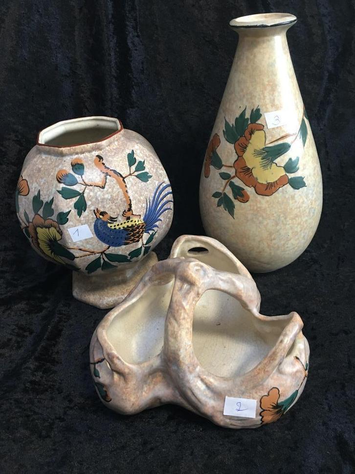 3 antieke Art Nouveau vazen in ontwerp van Antoine Dubois, Antiek en Kunst, Antiek | Keramiek en Aardewerk, Ophalen of Verzenden