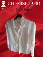 Chemise ado blanche Pure Basic 39/40 – 2e main, bon état, Ophalen of Verzenden, Gedragen, Wit, Basic