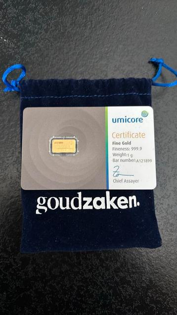 Goudbaar Umicore 1gr 24k goud, Enlèvement, Or