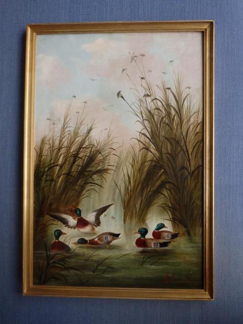 Canards dans les roseaux - Thijs Maris (1839-1917), Antiquités & Art, Art | Peinture | Classique, Enlèvement ou Envoi