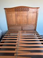 Eiken bed 180 * 140 + verstelbare bodem en matras, Huis en Inrichting, Slaapkamer | Bedden, Ophalen, Bruin, Tweepersoons, Eiken bed, makkelijk te (de)monteren