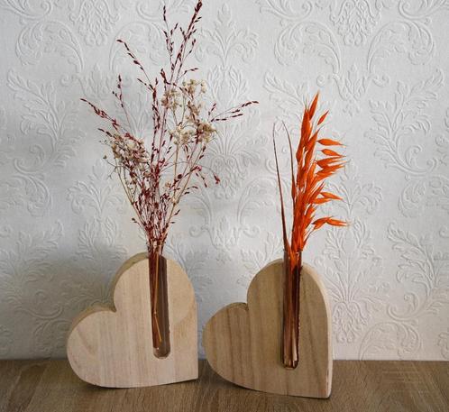Houten deco met droogbloemen, Huis en Inrichting, Woonaccessoires | Droogbloemen, Nieuw, Ophalen of Verzenden