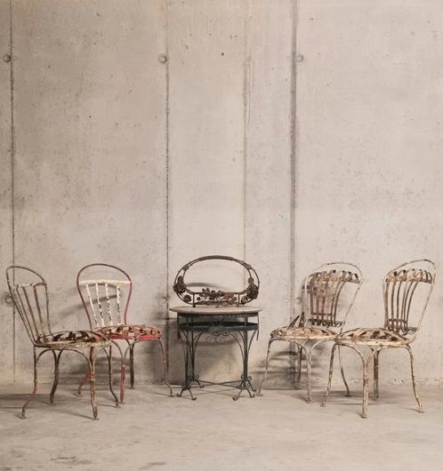 Chaises de jardin vintage par Francois Carre France 1950, Antiek en Kunst, Antiek | Meubels | Stoelen en Sofa's, Ophalen of Verzenden