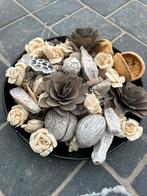 Metalen schaal met droogbloemen, potpourri doorsnede 40 cm, Huis en Inrichting, Ophalen of Verzenden, Zo goed als nieuw