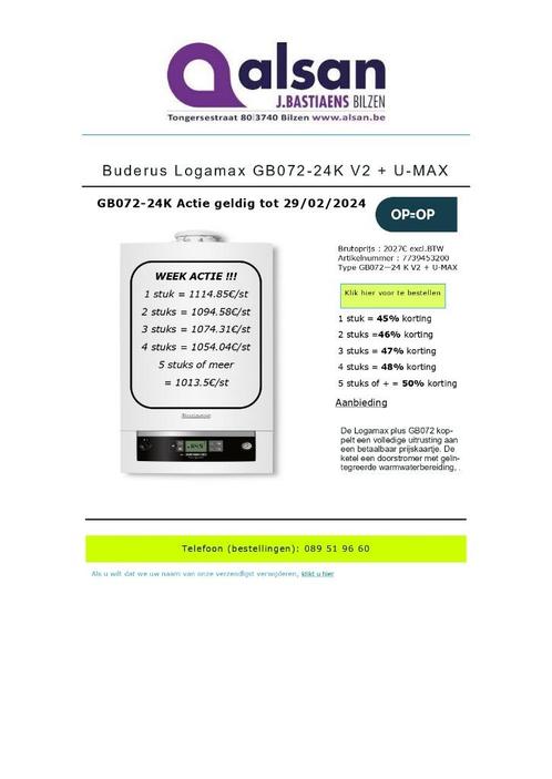 Buderus Logamax GB072  Gaswandketel, Doe-het-zelf en Bouw, Verwarming en Radiatoren, Nieuw, Cv-ketel of Combi-ketel, Minder dan 200 watt