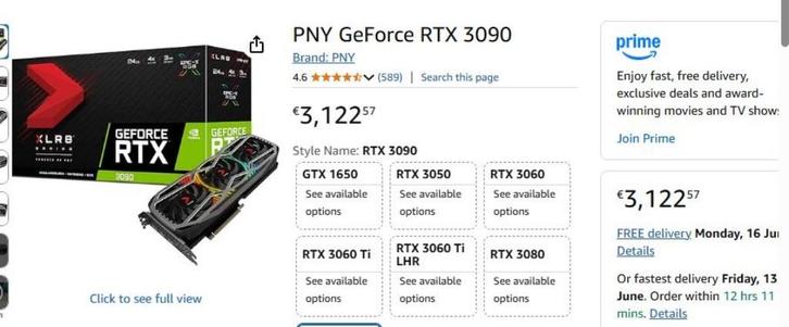 rtx 3090 PNY XLR8 epic-x, Computers en Software, Videokaarten, Gebruikt, Nvidia, GDDR6, HDMI, DisplayPort, Ophalen