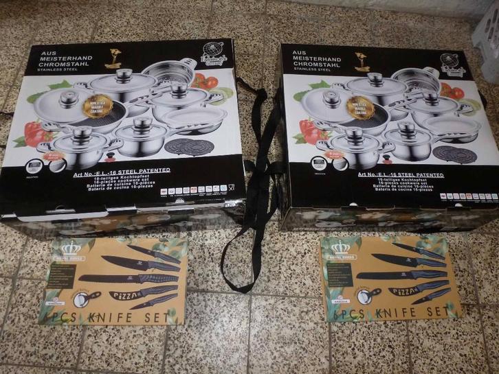 batterie casseroles AMC - état neuf - 16 pc, Huis en Inrichting, Keuken | Potten en Pannen, Nieuw, Pannenset, Inox, Inductieplaat