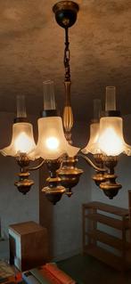 Antieke koperen luster inclusief wandverlichting, Antiek en Kunst, Ophalen