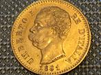 Goud 20 lire 1881 Umberto, Postzegels en Munten, Munten | Europa | Niet-Euromunten, Ophalen of Verzenden, Italië, Goud