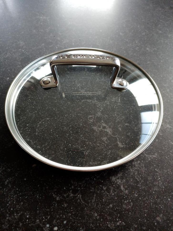 Le Creuset Les Forgées glazen deksels in zeer goede staat., Huis en Inrichting, Keuken | Potten en Pannen, Zo goed als nieuw, Glas