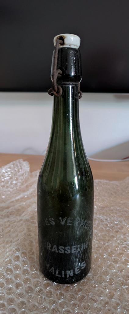 Bouteille de bière ancienne Georges Vermeulen — Brasseur Mal, Collections, Marques de bière, Utilisé, Enlèvement ou Envoi
