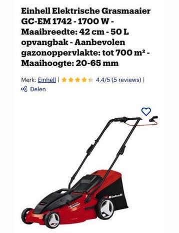 Tekoop, Ophalen, Elektrische grasmaaier, Einhell, Zo goed als nieuw