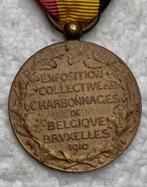 Medaille, 1910 Exposition Collective Charbonnage Bruxelles, Autres, Enlèvement ou Envoi, Ruban, Médaille ou Ailes
