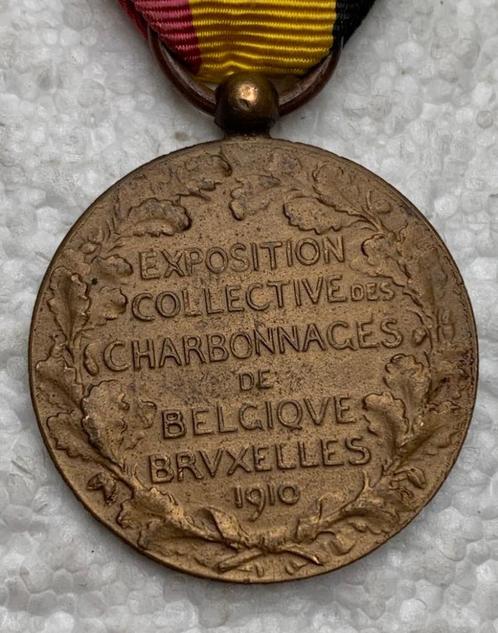 Medaille, 1910 Exposition Collective Charbonnage Bruxelles, Verzamelen, Militaria | Algemeen, Overige soorten, Lintje, Medaille of Wings