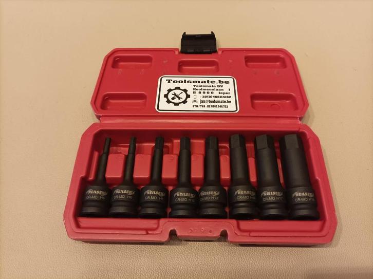 1/2" impact doppenset inbus H5 - H19 Chroom Molybdeen doppen, Auto diversen, Autogereedschap, Nieuw, Verzenden