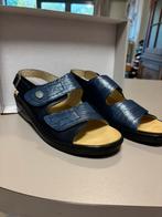 Sandalen met blauwe afwerking en slee hak, Blauw, Dr Brinkmann, Nieuw, Sandalen of Muiltjes