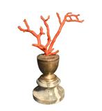 Bloedkoraal op zilveren voet – Wolfers (Antwerpen), Antiek en Kunst, Ophalen of Verzenden, Zilver