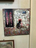 Schilderij zwarte kat, Antiek en Kunst, Ophalen