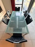 Glazen eettafel 180x90 met 6 stoelen ( hoge rugleuning), Huis en Inrichting, Tafels | Eettafels, Ophalen, 50 tot 100 cm, Glas