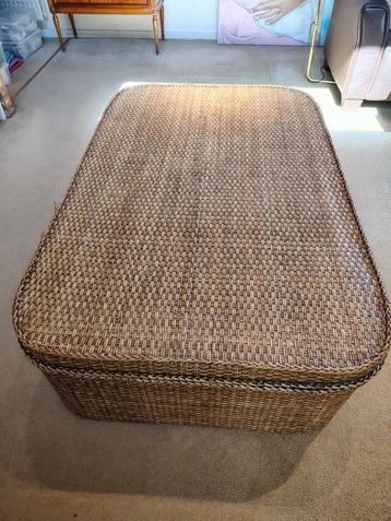 Rotan mand xxl koffer - salontafel met bergruimte, Huis en Inrichting, Tafels | Salontafels, Ophalen, Overige materialen, Gebruikt