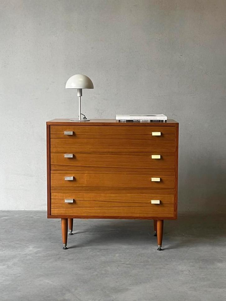 Vintage Deens teaken ladekast, Maison & Meubles, Armoires | Commodes, Comme neuf, Enlèvement