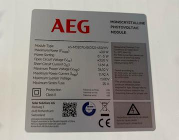 AEG 430 Panel Shingled Mono ultra Black beschikbaar voor biedingen