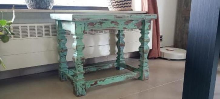 India bijzettafel, Huis en Inrichting, Tafels | Bijzettafels, Zo goed als nieuw, Rechthoekig, 45 tot 60 cm, 55 tot 75 cm, Hout