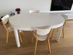 Ikea Bjursta uitschuifbare tafel met 4 Nordmyra stoelen, Huis en Inrichting, Tafels | Eettafels, Ophalen, Gebruikt, 100 tot 150 cm