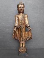 Thais Boeddhabeeld in verguld hout, versierd met een kom, Nieuw, Ophalen of Verzenden