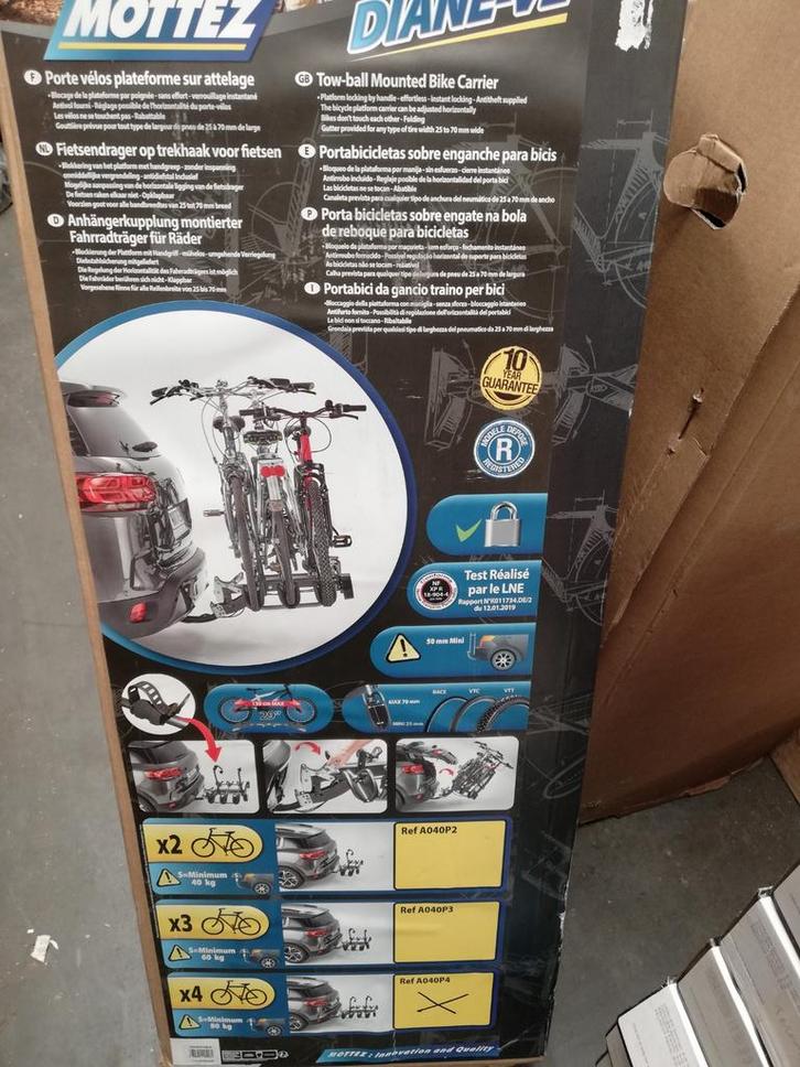 Fietsendrager 4 fietsen tot 60kg 499€-60%, Auto diversen, Fietsendragers, Nieuw, Trekhaakdrager, 3 fietsen of meer, Brede banden