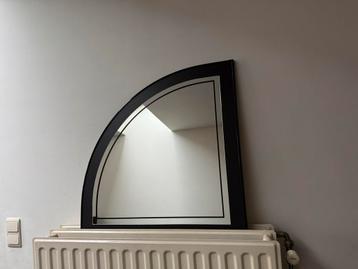 Retro halfronde wandspiegel  – zwart met spiegelrand beschikbaar voor biedingen