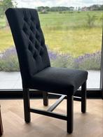 6 zwarte stoffen stoelen met houten poten. €10/stoel, Ophalen, Zo goed als nieuw