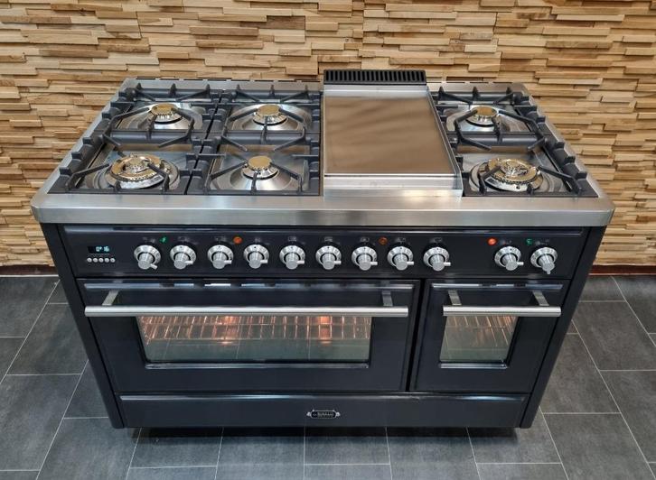 🔥Luxe Fornuis Boretti Majestic 120cm antraciet 7 pit 2 oven, Elektronische apparatuur, Fornuizen, Zo goed als nieuw, Vrijstaand