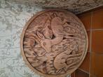 Mooie, houten bord met uitsnijwerk van reeen, Antiek en Kunst, Ophalen