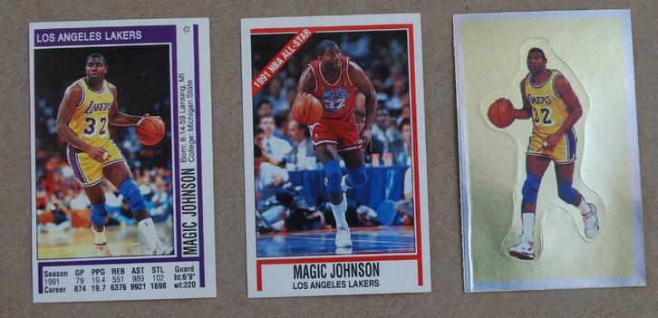 Magic Johnson NBA basketball '91-'92 PANINI sticker lot (3), Sport en Fitness, Basketbal, Zo goed als nieuw, Overige typen, Verzenden