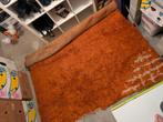 Groot vintage oranje geweven tapijt, Huis en Inrichting, Ophalen, Gebruikt, Vierkant, 200 cm of meer