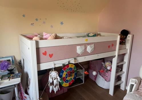 Lifetime hoogslaper met speelgordijnen, trap en glijbaan, Kinderen en Baby's, Kinderkamer | Stapelbedden en Hoogslapers, Gebruikt