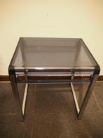 Design bijzettafeltje in chroom en plexiglas, 1970s, Huis en Inrichting, Minder dan 45 cm, Zo goed als nieuw, Rechthoekig, Ophalen