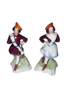 Set van 3 porseleinen miniaturen - Meneer met snor, Antiek en Kunst, Ophalen of Verzenden
