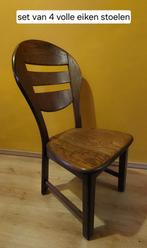 Set van 4 vol-eiken stoelen, Maison & Meubles, Chaises, Enlèvement, Comme neuf, Brun, Bois