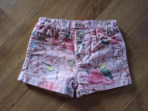G66 roze jeansshort bloemetjes 122, Kinderen en Baby's, Kinderkleding | Maat 122, Gebruikt, Meisje, Broek, Ophalen of Verzenden