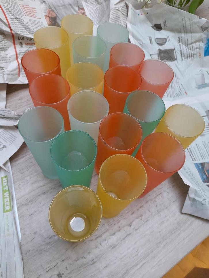 Set longdrinkglazen uit de jaren 80 (18), Verzamelen, Glas en Drinkglazen, Gebruikt, Overige typen, Ophalen of Verzenden
