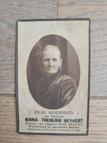 Carte de prière ancienne, sage-femme Gavere, Zingem 1855-Gav, Enlèvement ou Envoi