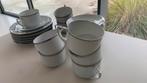 Wit porseleinen koffieservies met zilveren rand, Antiek en Kunst, Antiek | Servies compleet, Ophalen