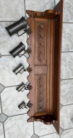 Antiek rek met 5 tinnen maatbekers, Antiek en Kunst, Ophalen